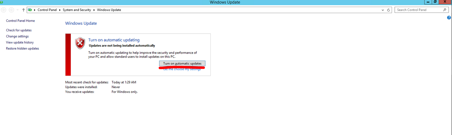 turn on automatic updates C