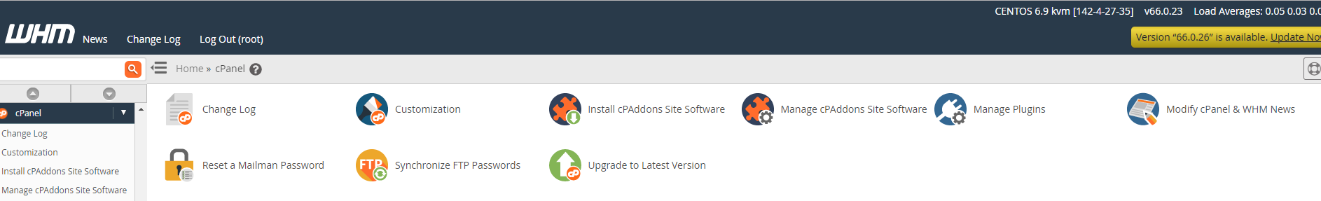 WHM manage plugin