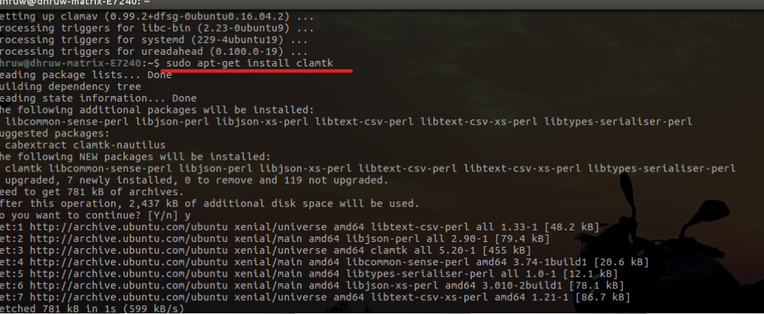 clamav install commands for PC