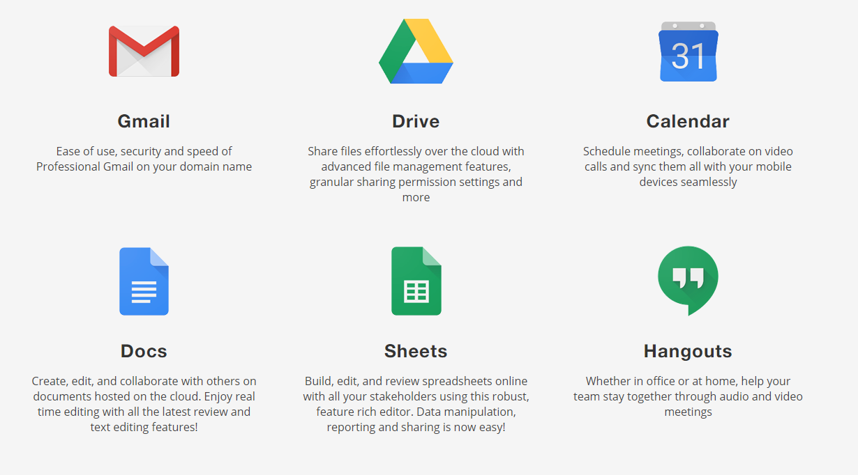 G Suite apps for business 