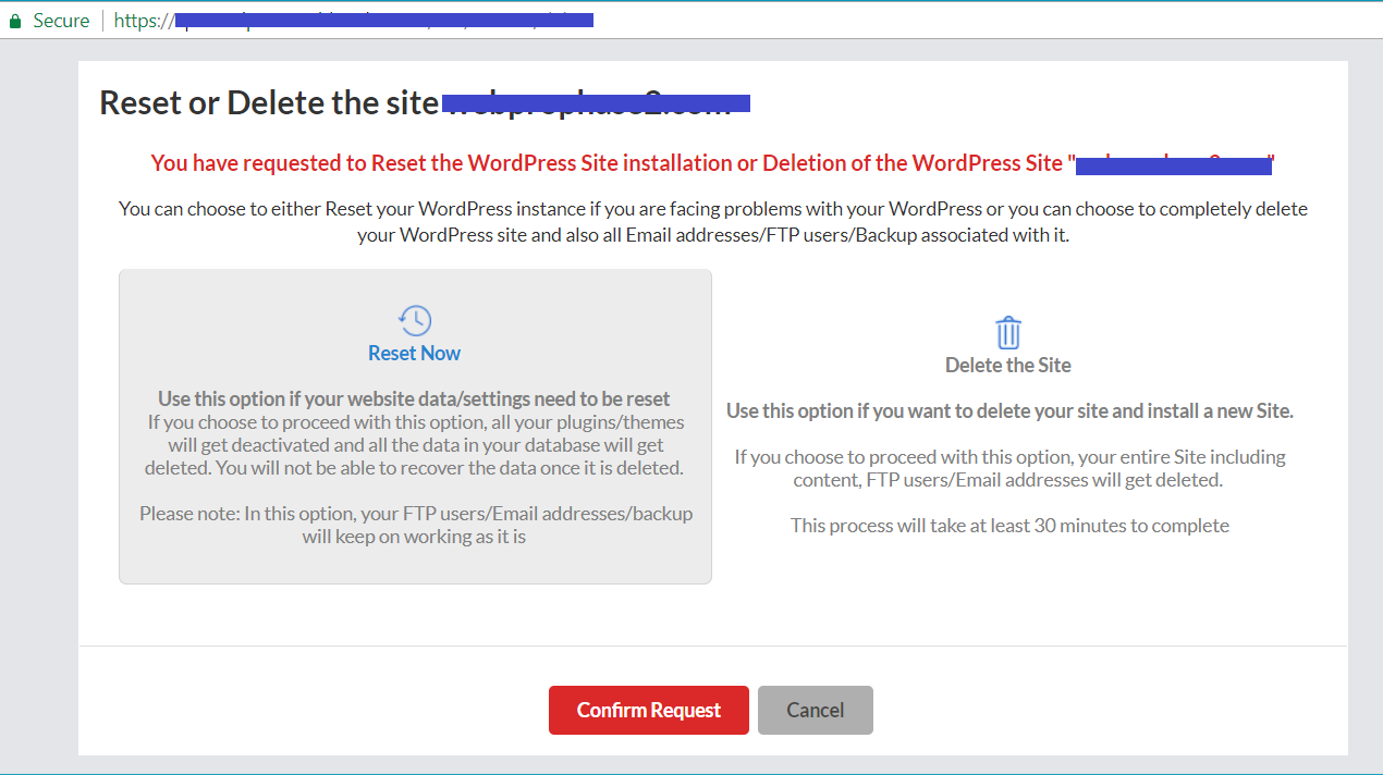 how to delete wordpress site