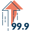 99.9% up arrow